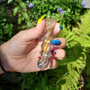 The BISHOP Thick Handblown Glass Chillum One Hitter Artist Glass Tobacco Pipe w/ Flat Mouthpiece
