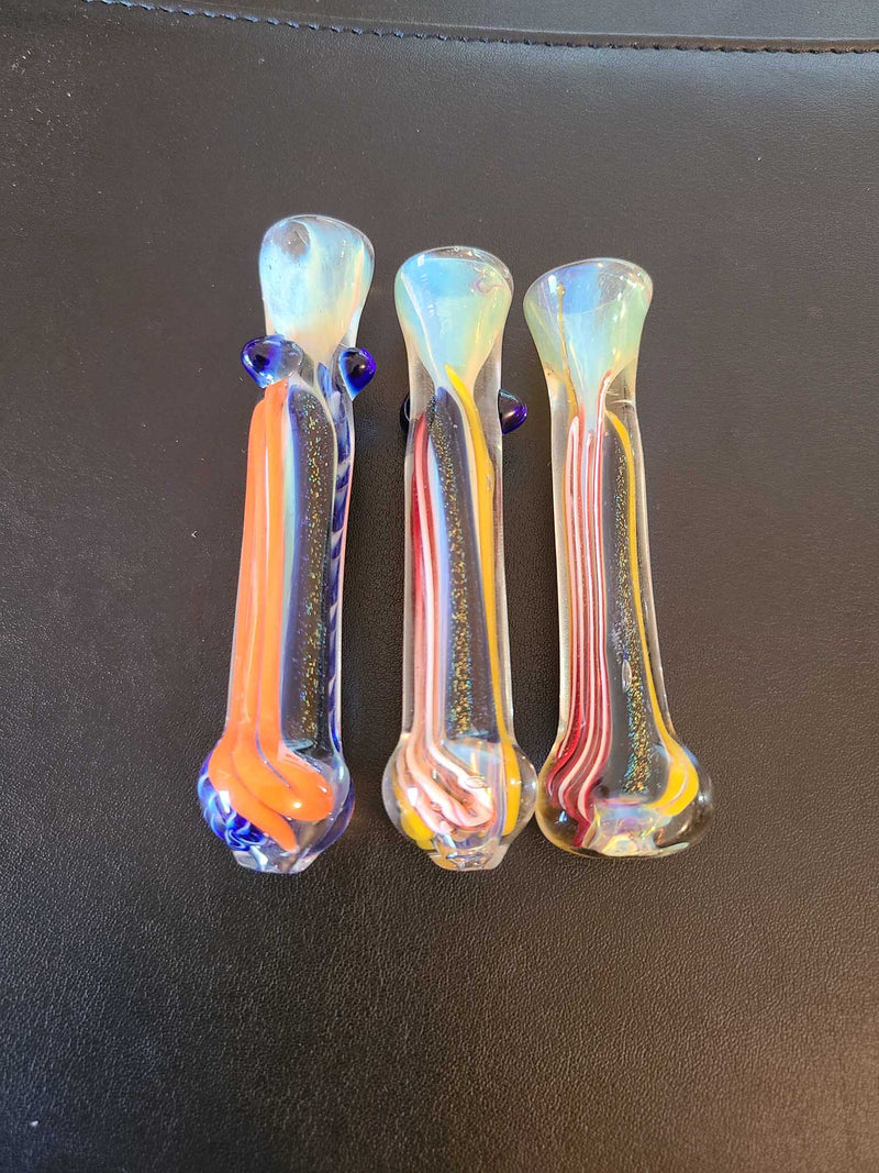 Hand-Blown Inside-Out Artistic Glass Chillum Pipe Bowl One Hitters