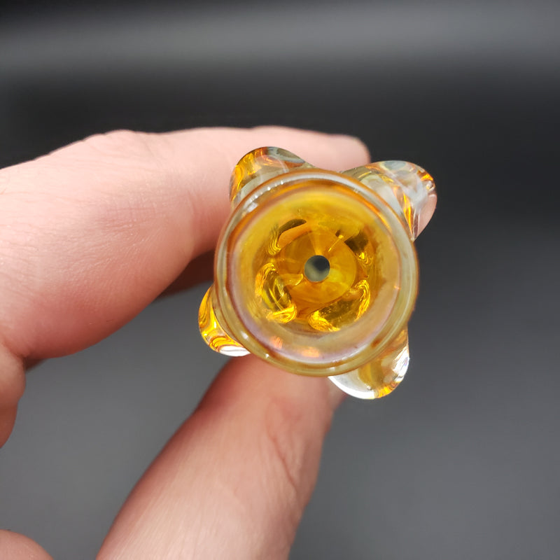 Gold  Heavy Glass Chillum in the hand of somebody