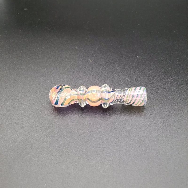 The BISHOP Thick Handblown Glass Chillum One Hitter Artist Glass Tobacco Pipe w/ Flat Mouthpiece