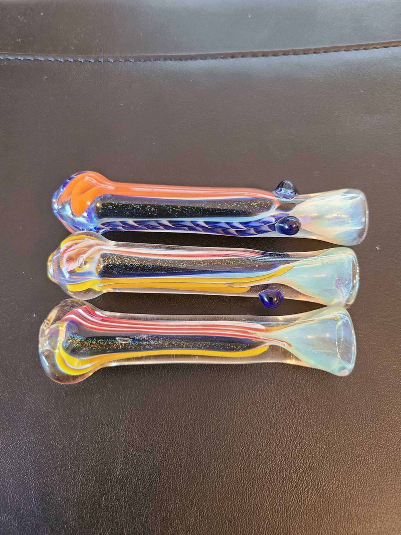 Double-Blown Inside-Out Handmade Glass Chillum Pipe Bowl One Hitters