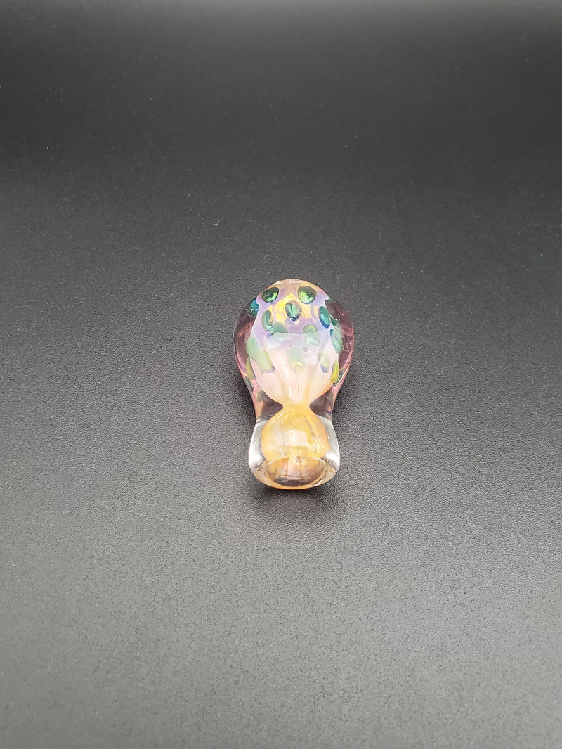 Small Tiny Glass Chillum "Lil Mama", 2.5 Inch Gold Fumed Glass One Hitter Pipe