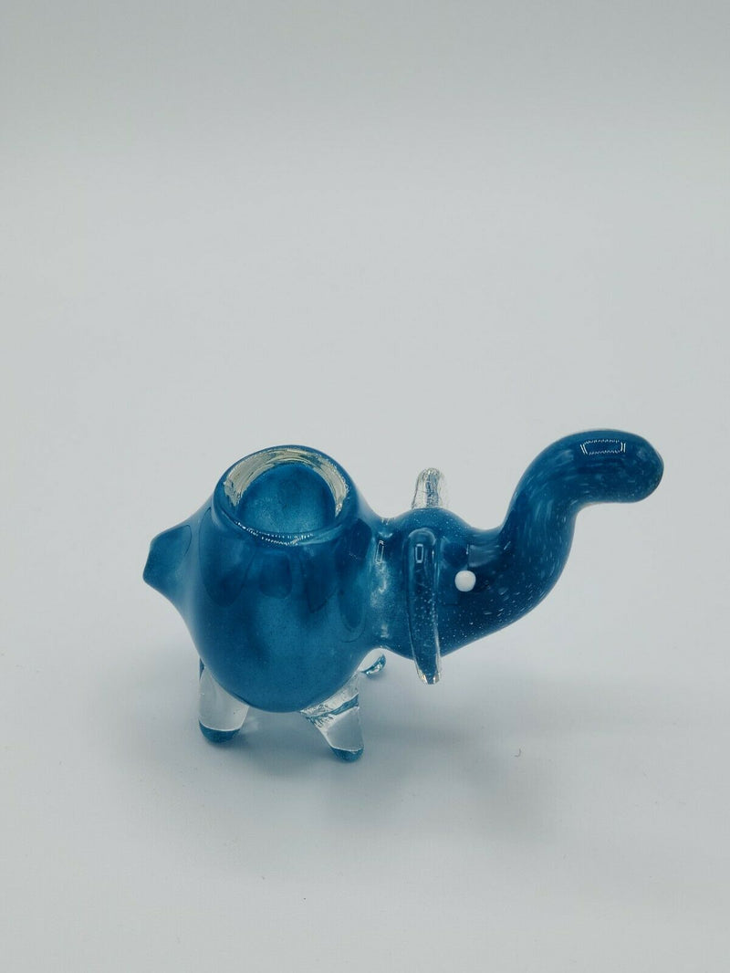 Blue Elephant Hand Pipe Glass Spoon Bowl