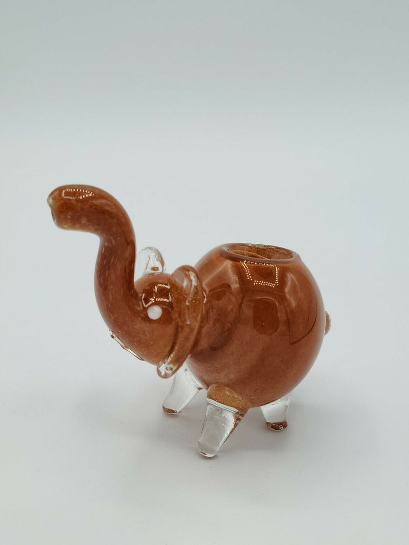 Brown Elephant Hand Pipe Glass Spoon Bowl