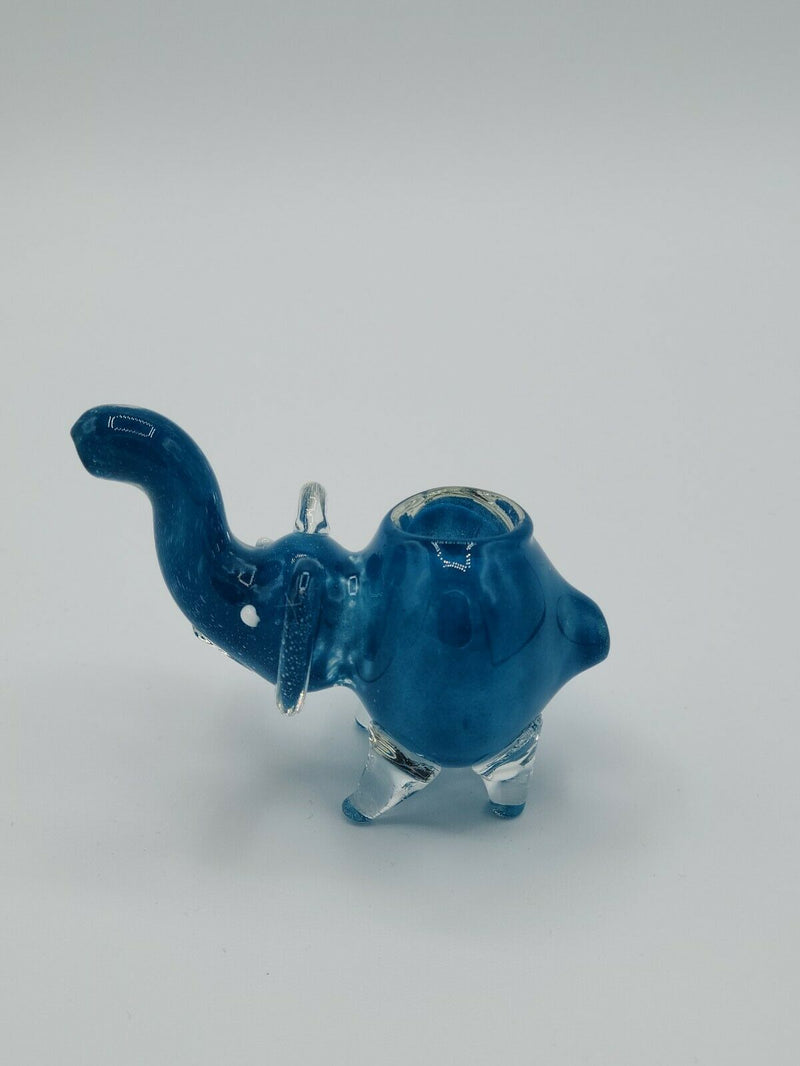 Elephant Glass Spoon Bowl Pipe Blue Color