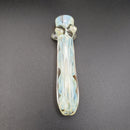 Silver  Heavy Glass Chillum on a black background