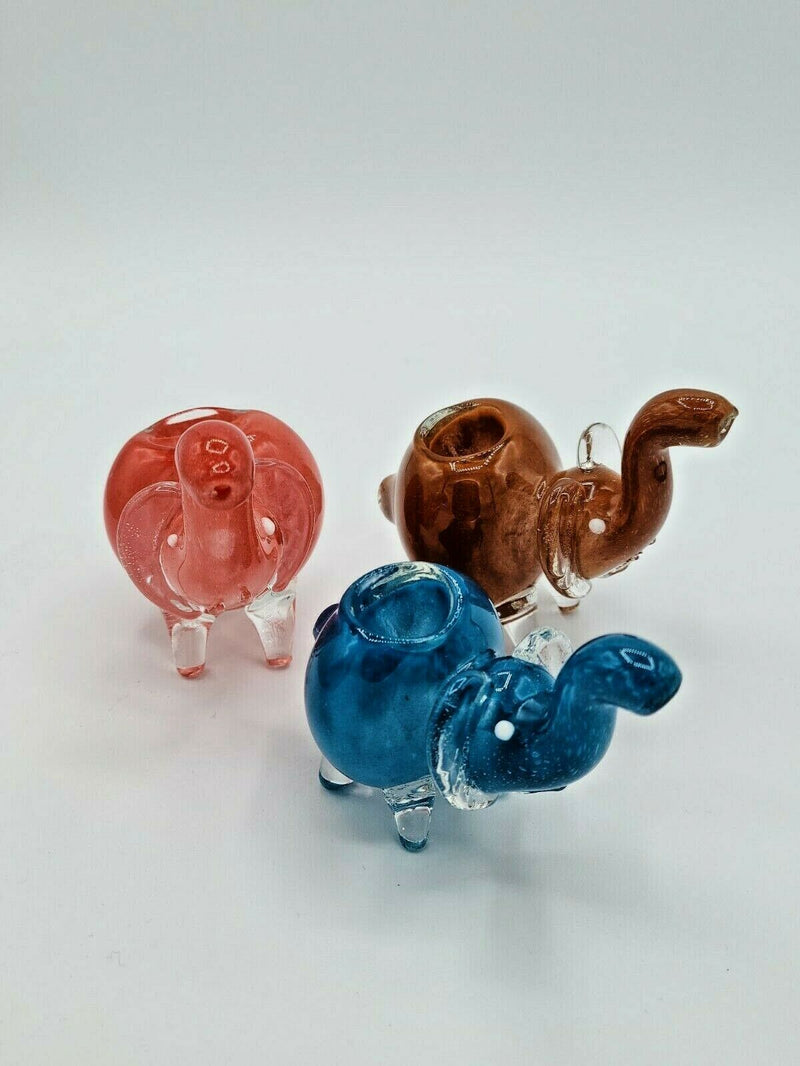 Elephant Hand Pipe Bowls - Blue, Red and Brown